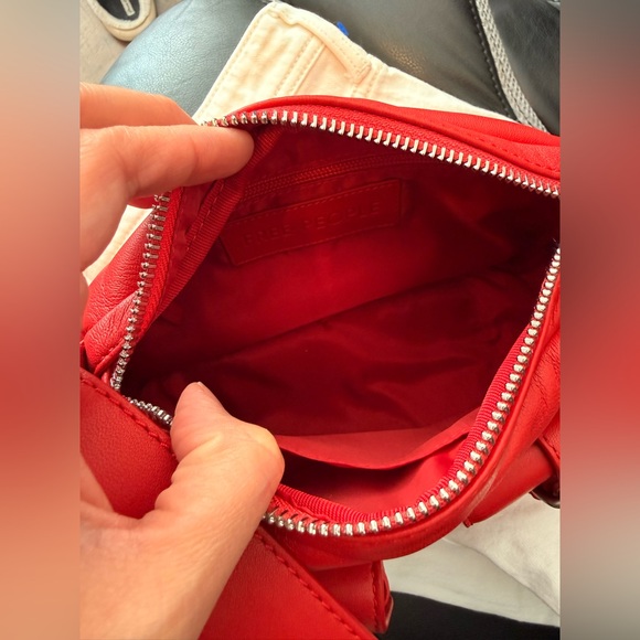 NWT Free People Leather Buckle Shoulder Bag, Red - Picture 7 of 8